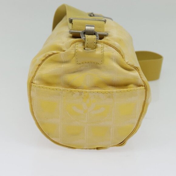 CHANEL New Travel Shoulder Bag Nylon Yellow Silver CC Auth - Picture 5 of 15